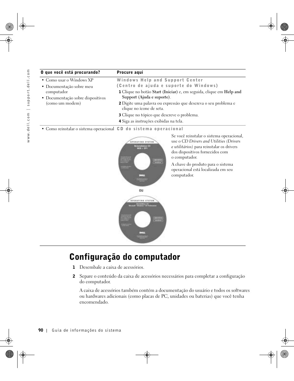 Configuração do computador | Dell Precision M60 User Manual | Page 92 / 144