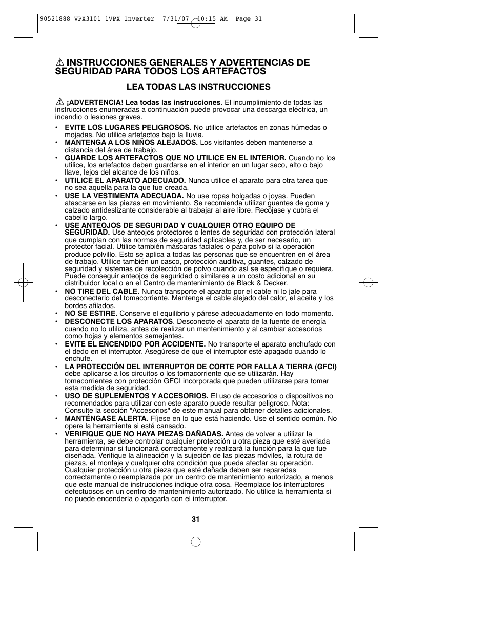 Black & Decker 1VPX 90521888 User Manual | Page 31 / 47