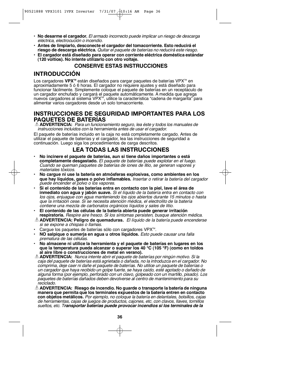 Introducción, Lea todas las instrucciones | Black & Decker 1VPX 90521888 User Manual | Page 36 / 47