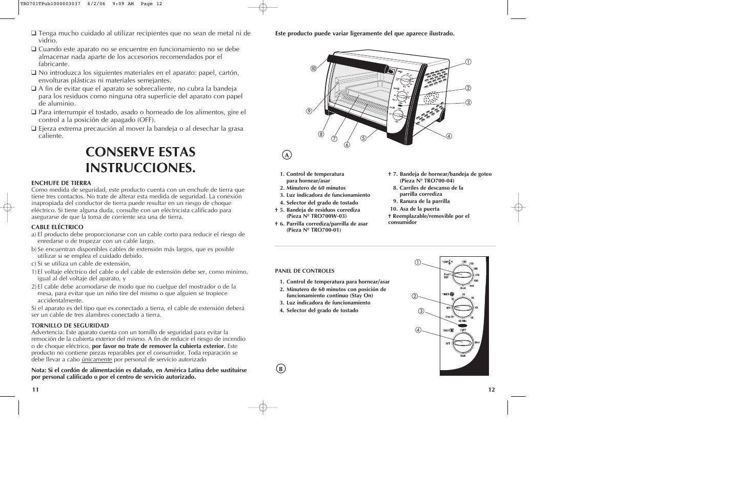 Conserve estas instrucciones | Black & Decker TRO700b User Manual | Page 7 / 19