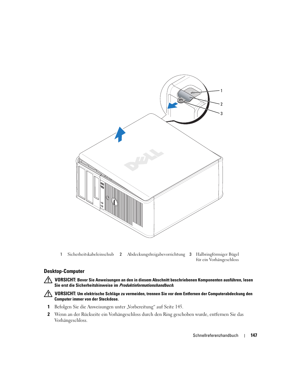 Desktop-computer, Siehe „desktop-computer“ auf seite 147) | Dell OptiPlex 745 User Manual | Page 147 / 360