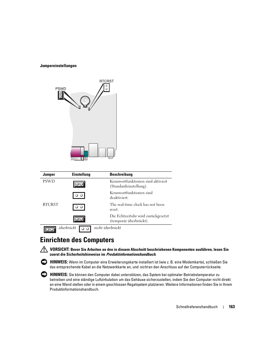 Einrichten des computers | Dell OptiPlex 745 User Manual | Page 163 / 360