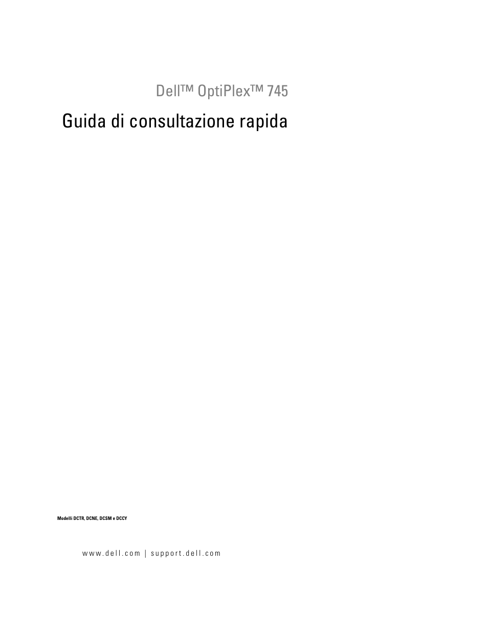 Guida di consultazione rapida, Dell™ optiplex™ 745 | Dell OptiPlex 745 User Manual | Page 183 / 360