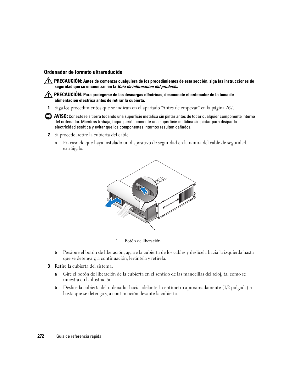 Ordenador de formato ultrareducido | Dell OptiPlex 745 User Manual | Page 272 / 360