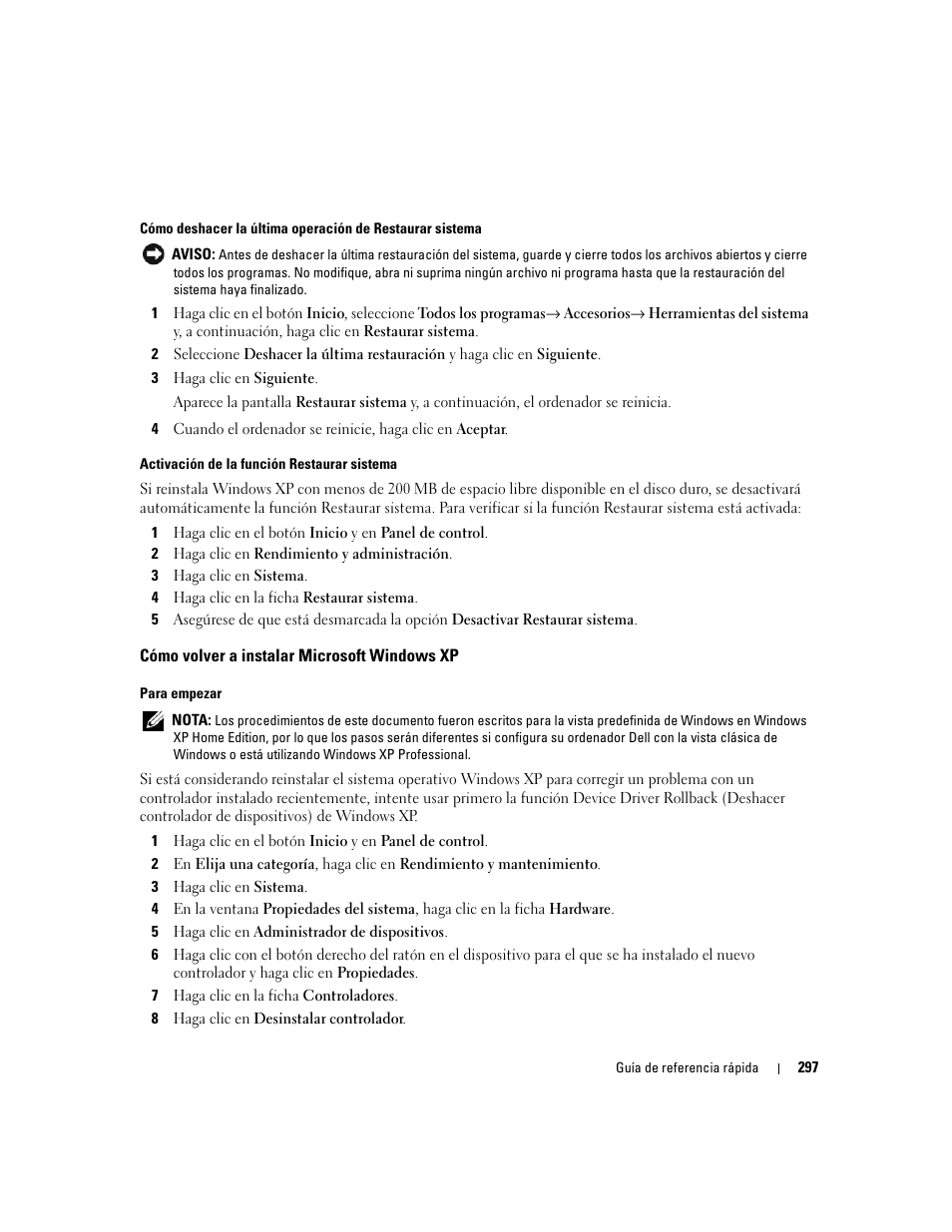 Cómo volver a instalar microsoft windows xp | Dell OptiPlex 745 User Manual | Page 297 / 360