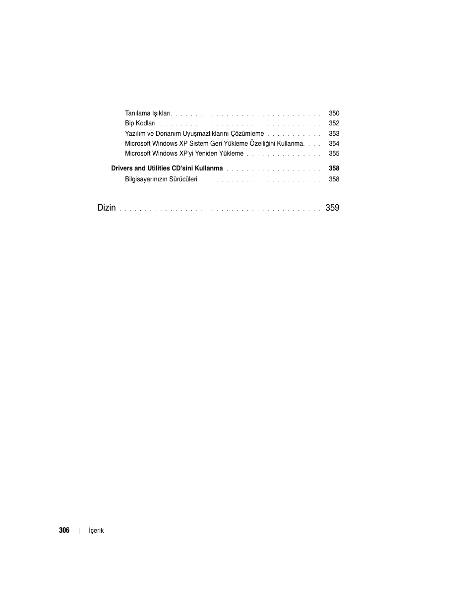 Dizin | Dell OptiPlex 745 User Manual | Page 306 / 360