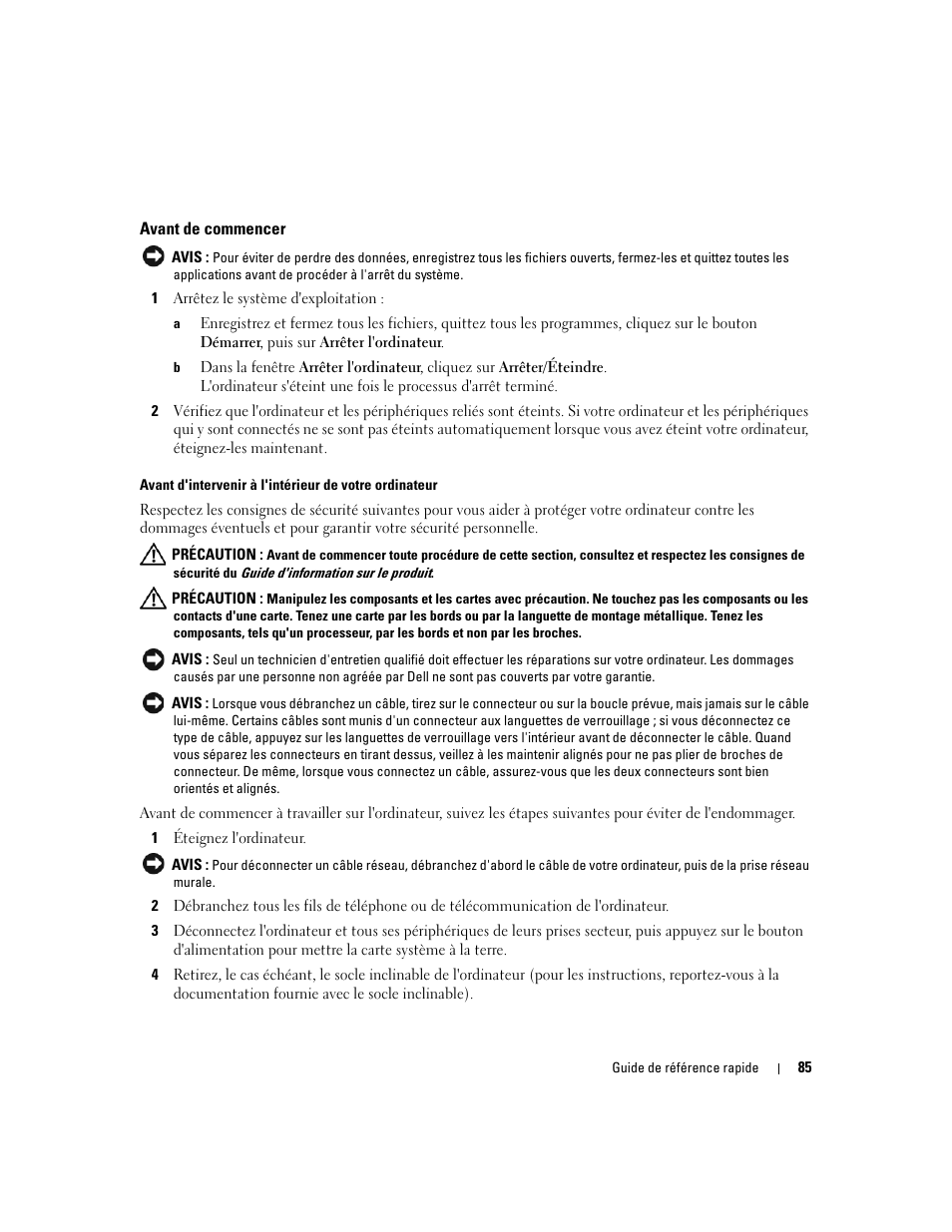 Avant de commencer | Dell OptiPlex 745 User Manual | Page 85 / 360