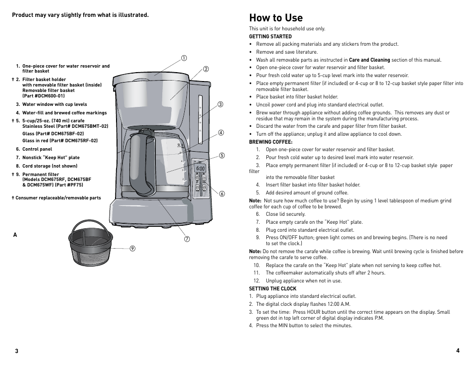 How to use | Black & Decker DCM675BF User Manual | Page 3 / 13