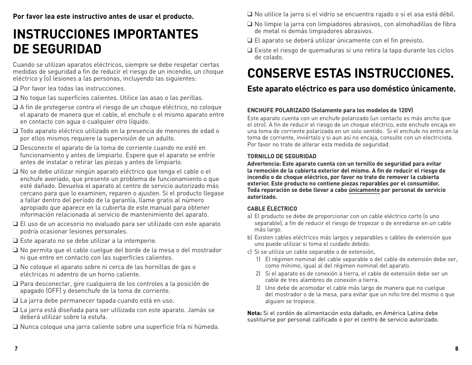 Instrucciones importantes de seguridad, Conserve estas instrucciones | Black & Decker DCM675BF User Manual | Page 5 / 13