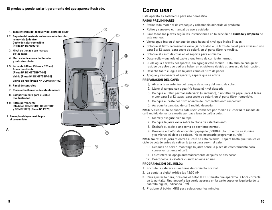 Como usar | Black & Decker DCM675BF User Manual | Page 6 / 13