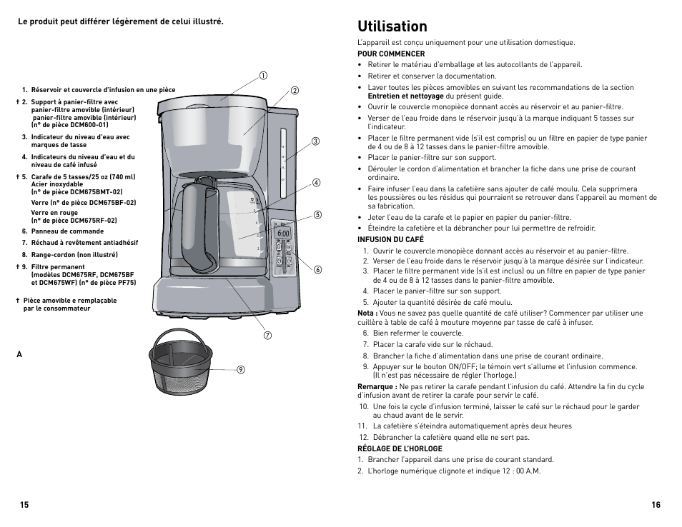 Utilisation | Black & Decker DCM675BF User Manual | Page 9 / 13