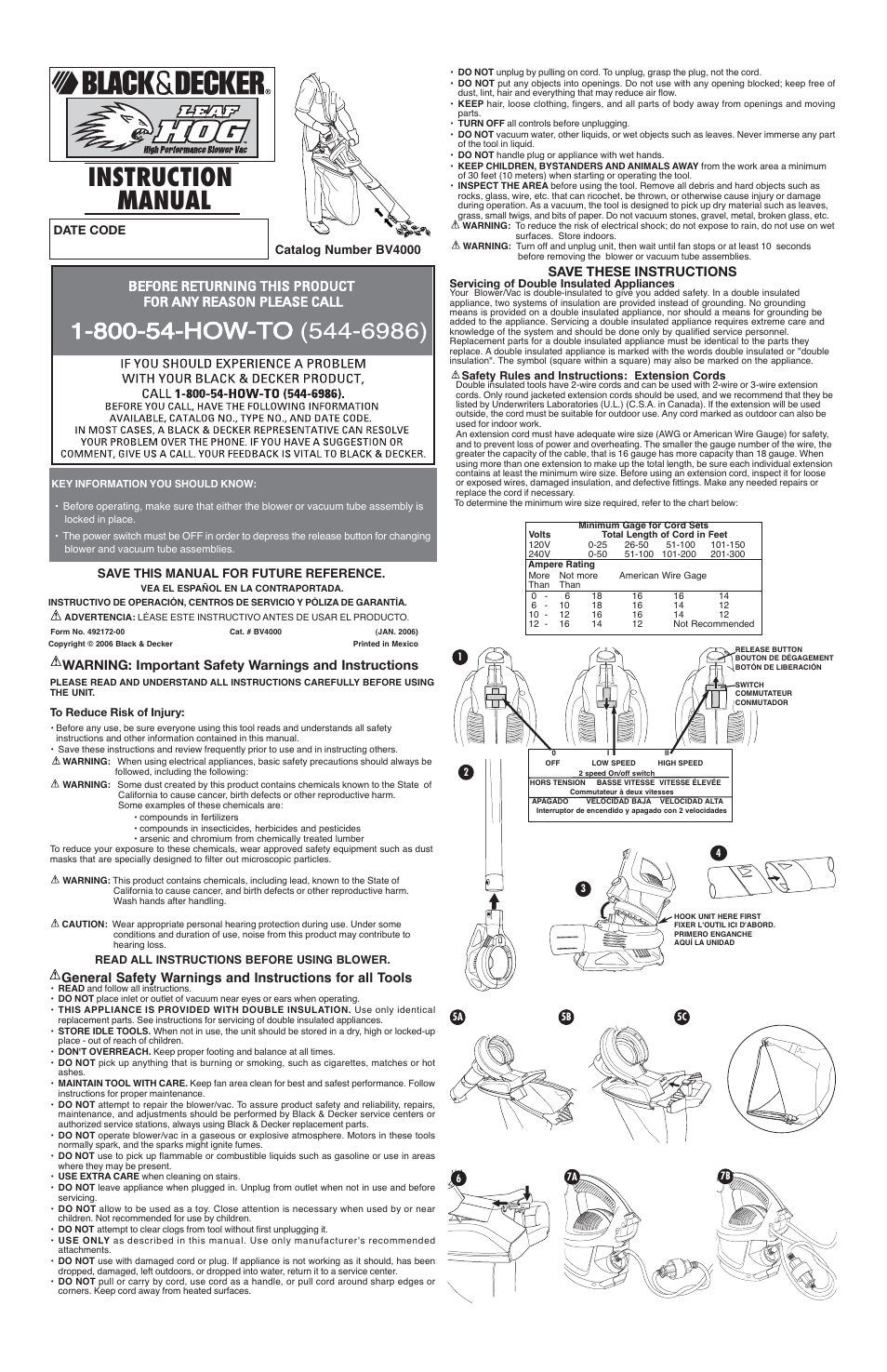 Black & Decker Leaf Hog 492172-00 User Manual | 5 pages