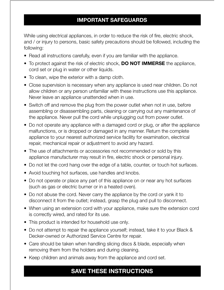 Save these instructions | Black & Decker FM1700 User Manual | Page 2 / 12