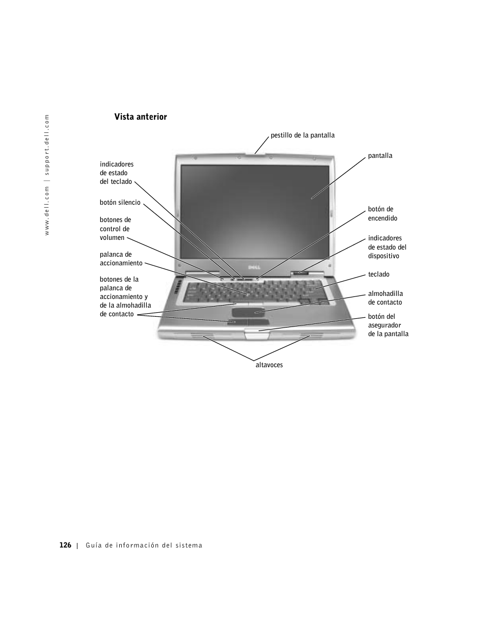 Vista anterior | Dell Latitude D800 User Manual | Page 128 / 146