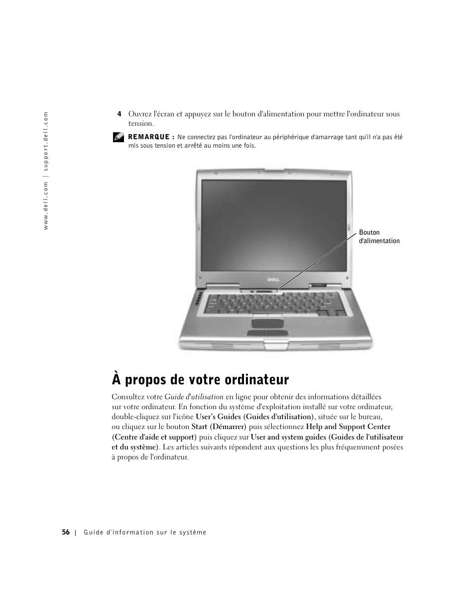 À propos de votre ordinateur | Dell Latitude D800 User Manual | Page 58 / 146