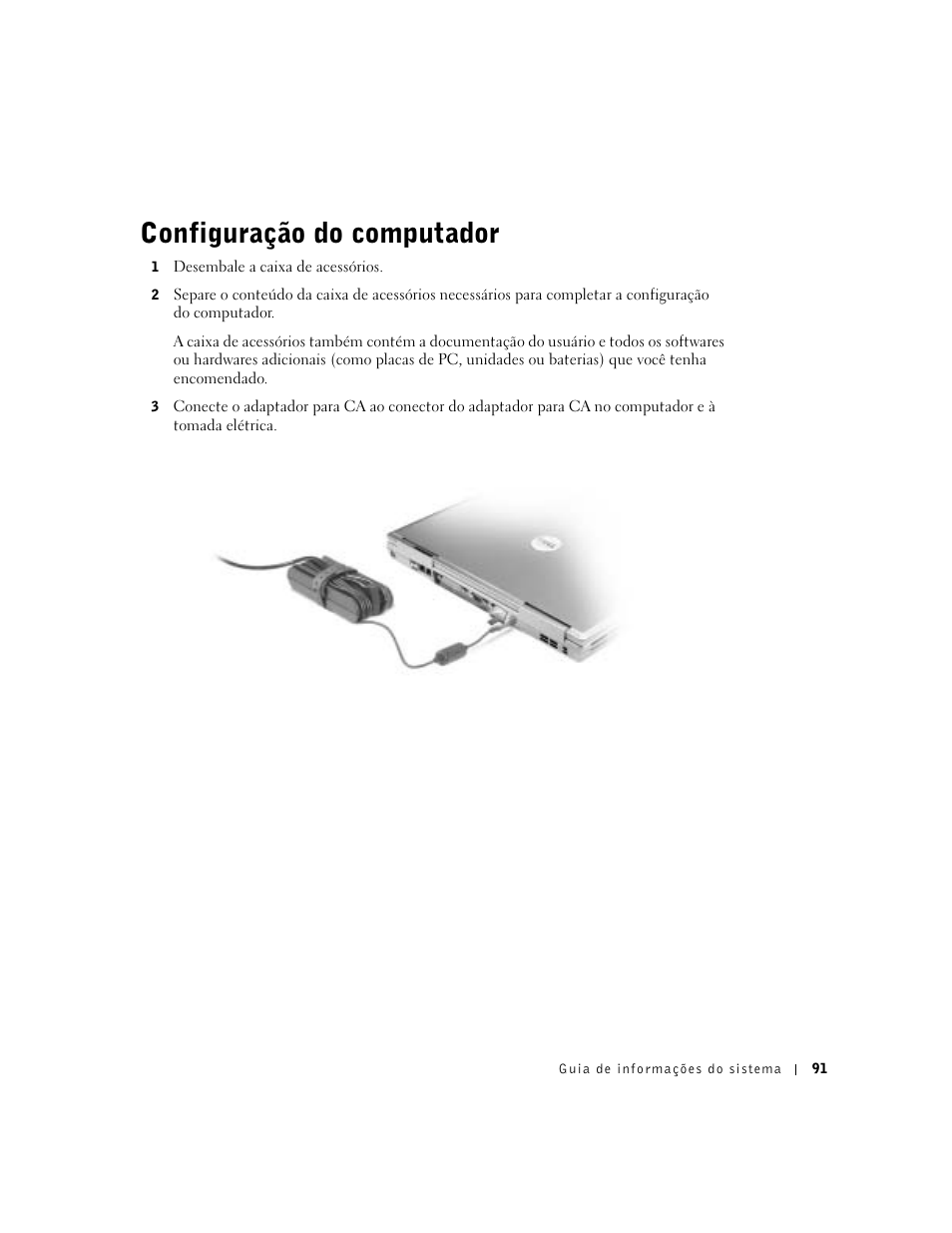 Configuração do computador | Dell Latitude D800 User Manual | Page 93 / 146