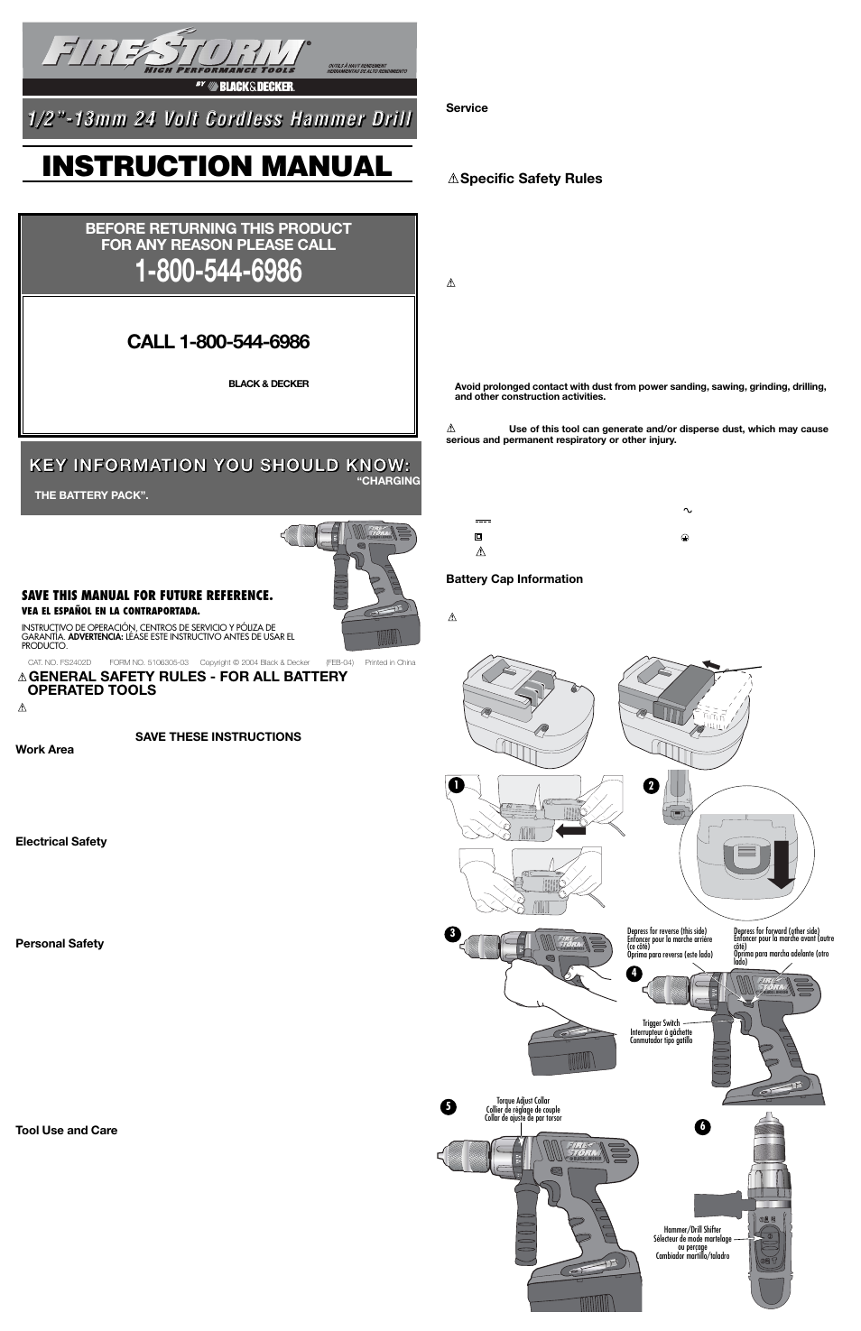 Black & Decker Fire Storm FS2402D User Manual | 6 pages