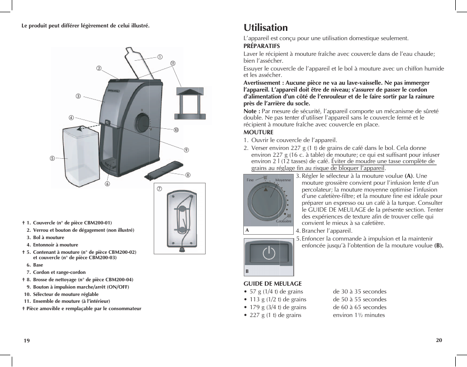Utilisation | Black & Decker CBM210 User Manual | Page 11 / 15