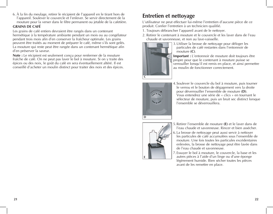 Entretien et nettoyage | Black & Decker CBM210 User Manual | Page 12 / 15