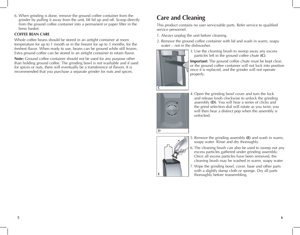 Care and cleaning | Black & Decker CBM210 User Manual | Page 4 / 15
