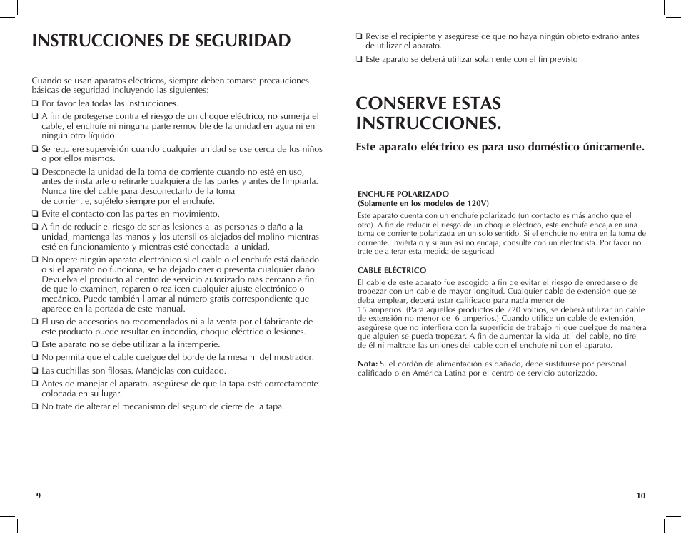 Conserve estas instrucciones, Instrucciones de seguridad | Black & Decker CBM210 User Manual | Page 6 / 15