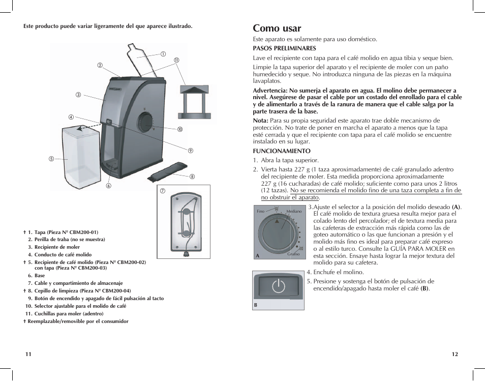 Como usar | Black & Decker CBM210 User Manual | Page 7 / 15