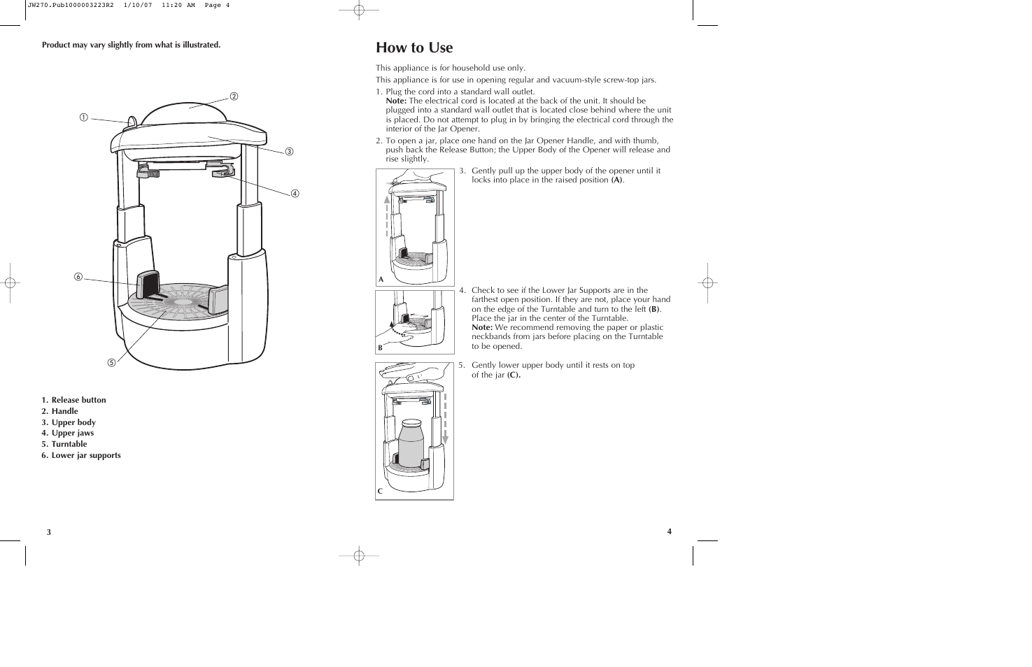 How to use | Black & Decker LIDS OFF JW260 User Manual | Page 3 / 11