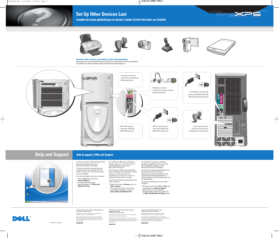 Help and support, Set up other devices last | Dell XPS/Dimension XPS Gen 4 User Manual | Page 2 / 2