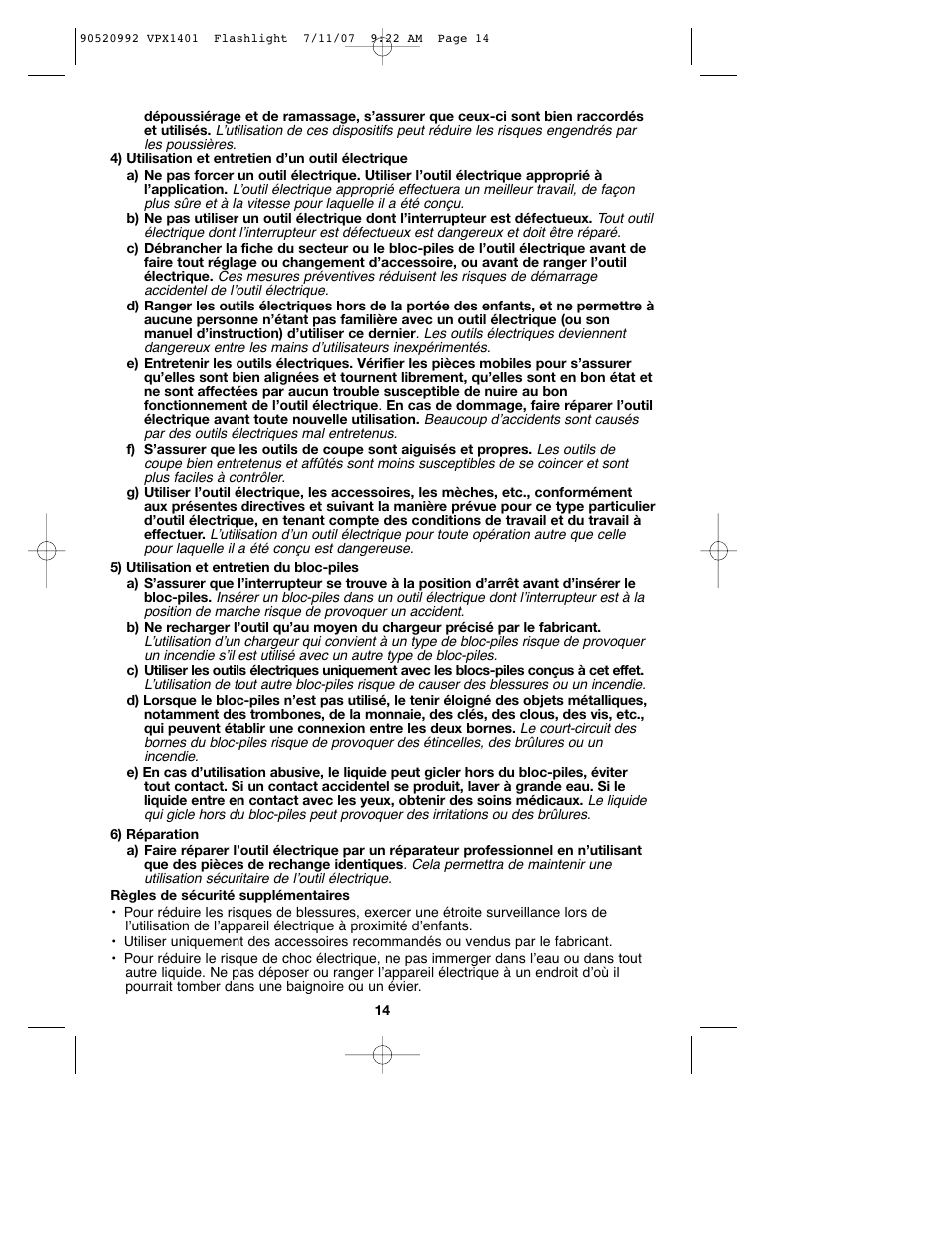 Black & Decker 1 VPX FLASHLIGHT User Manual | Page 14 / 32