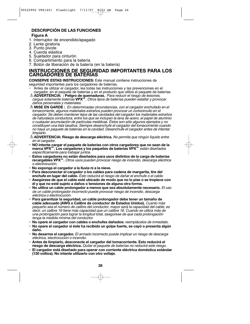 Black & Decker 1 VPX FLASHLIGHT User Manual | Page 26 / 32