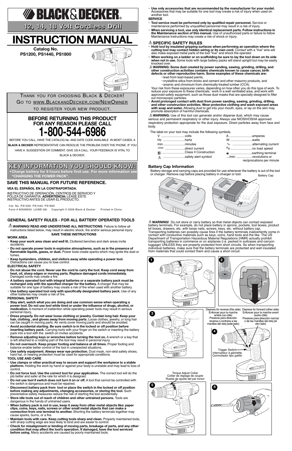 Black & Decker PS1200 User Manual | 7 pages