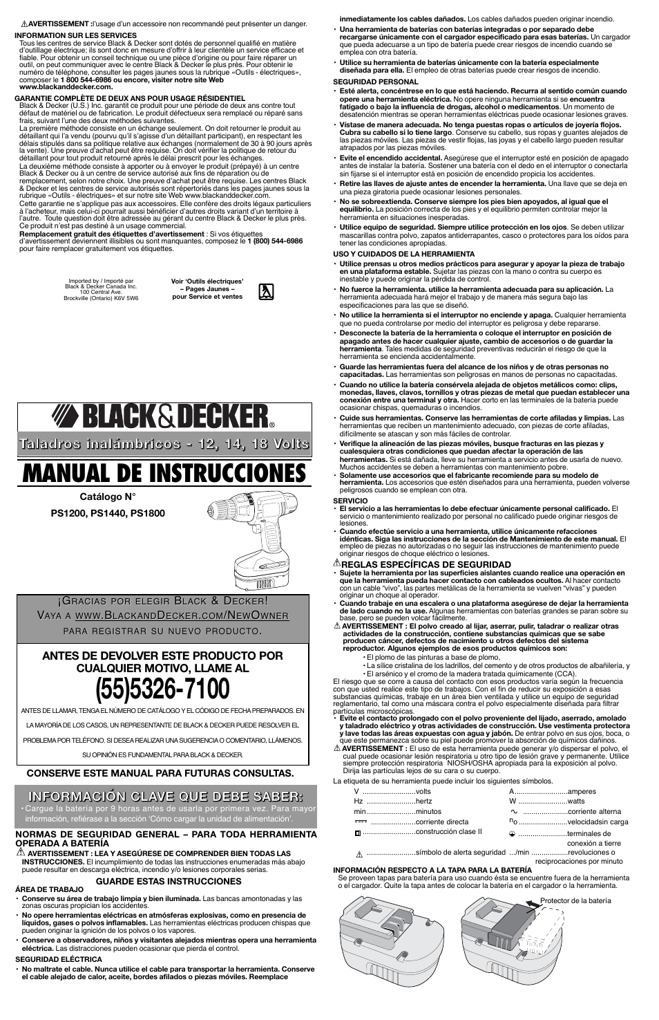 Manual de instrucciones | Black & Decker PS1200 User Manual | Page 5 / 7