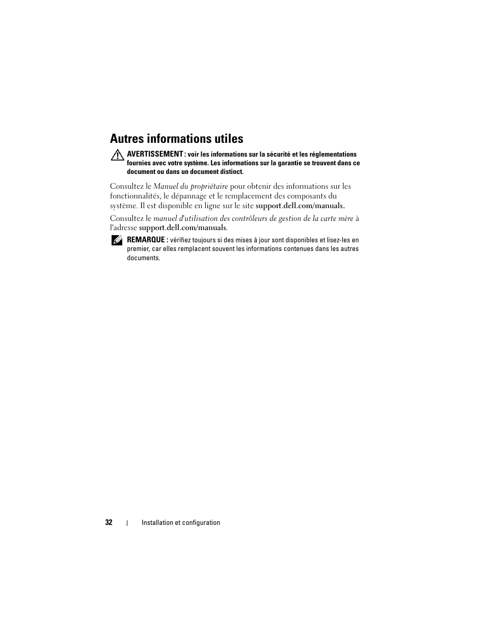 Autres informations utiles | Dell PowerEdge C5125 User Manual | Page 34 / 76