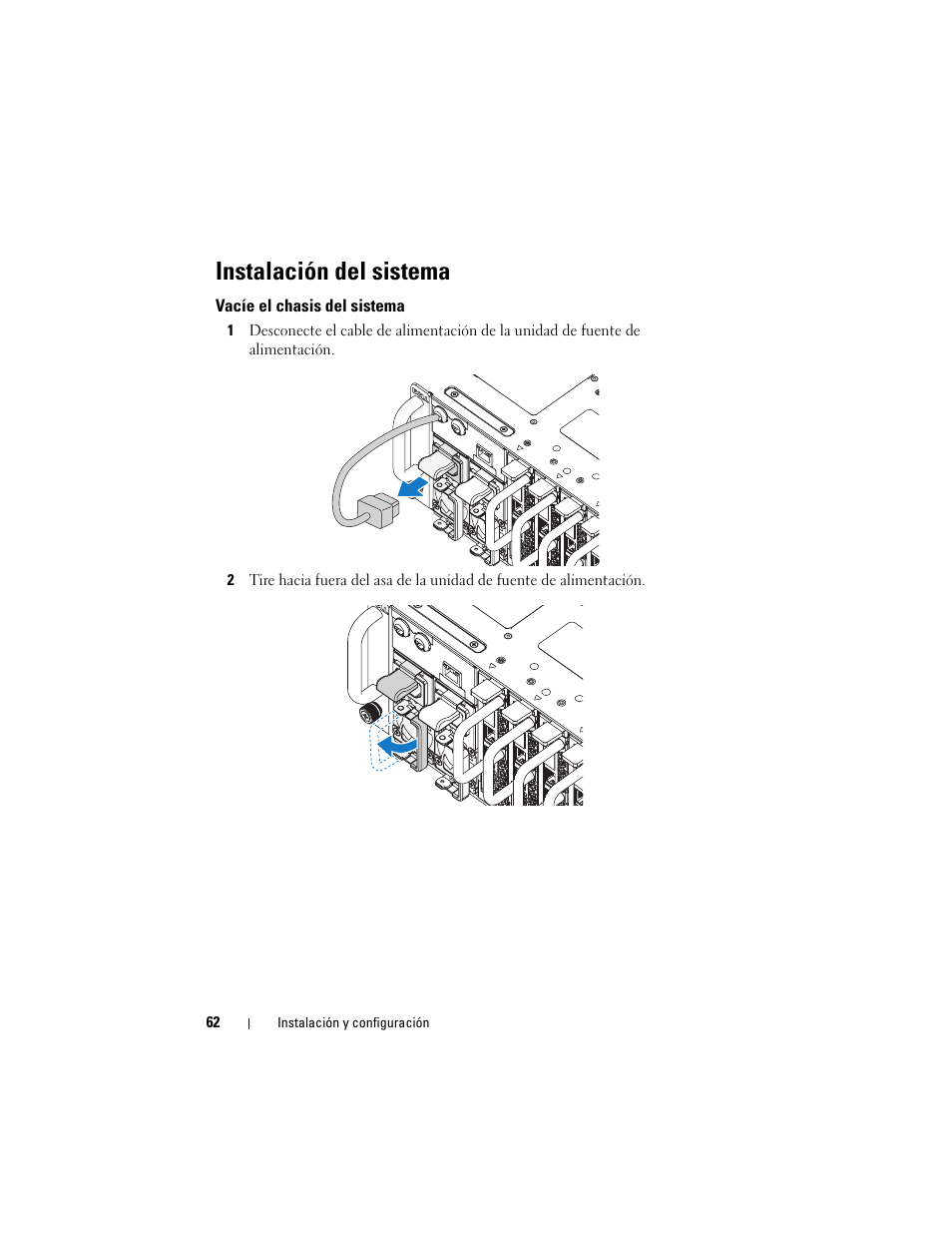 Instalación del sistema, Vacíe el chasis del sistema | Dell PowerEdge C5125 User Manual | Page 64 / 76