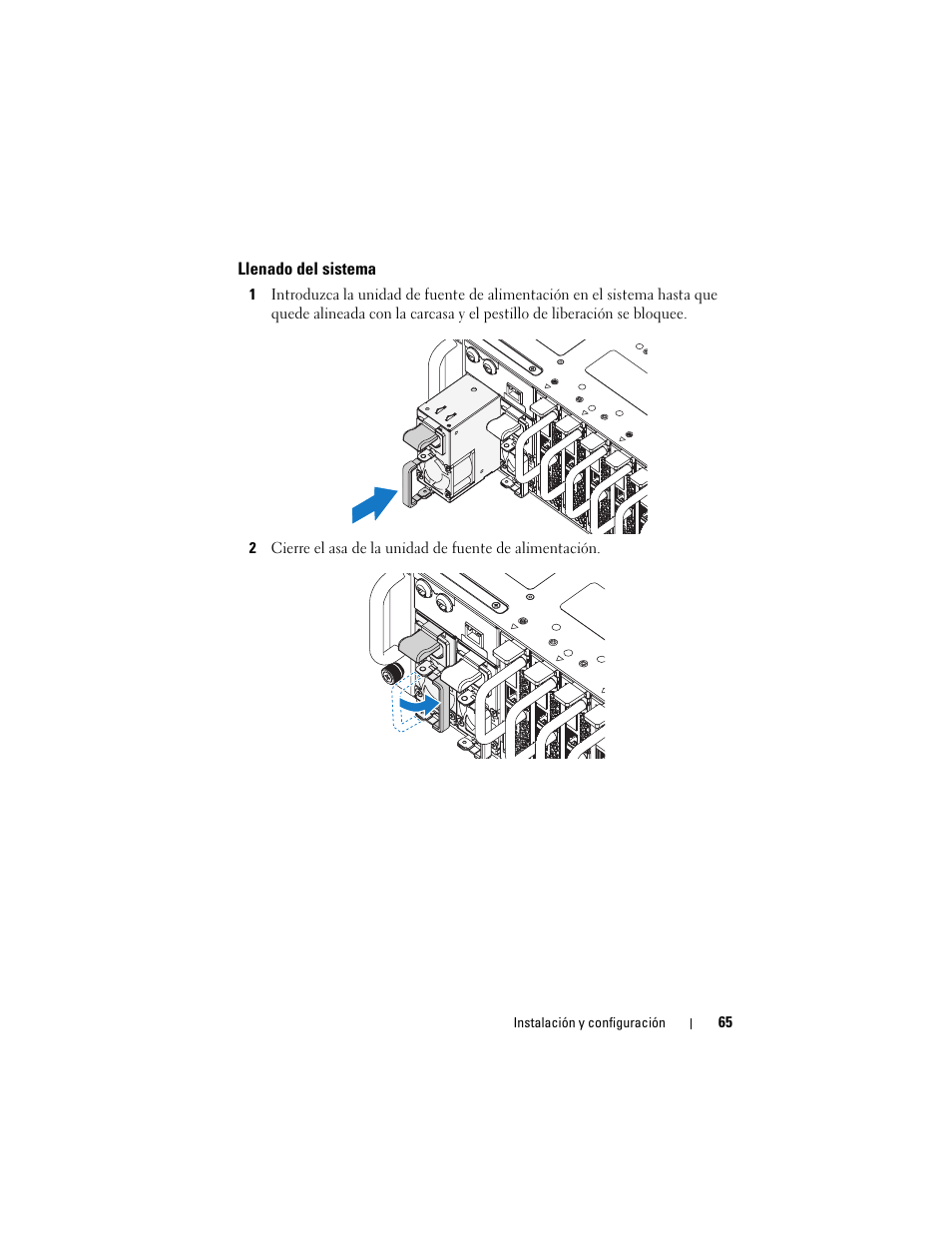 Llenado del sistema | Dell PowerEdge C5125 User Manual | Page 67 / 76