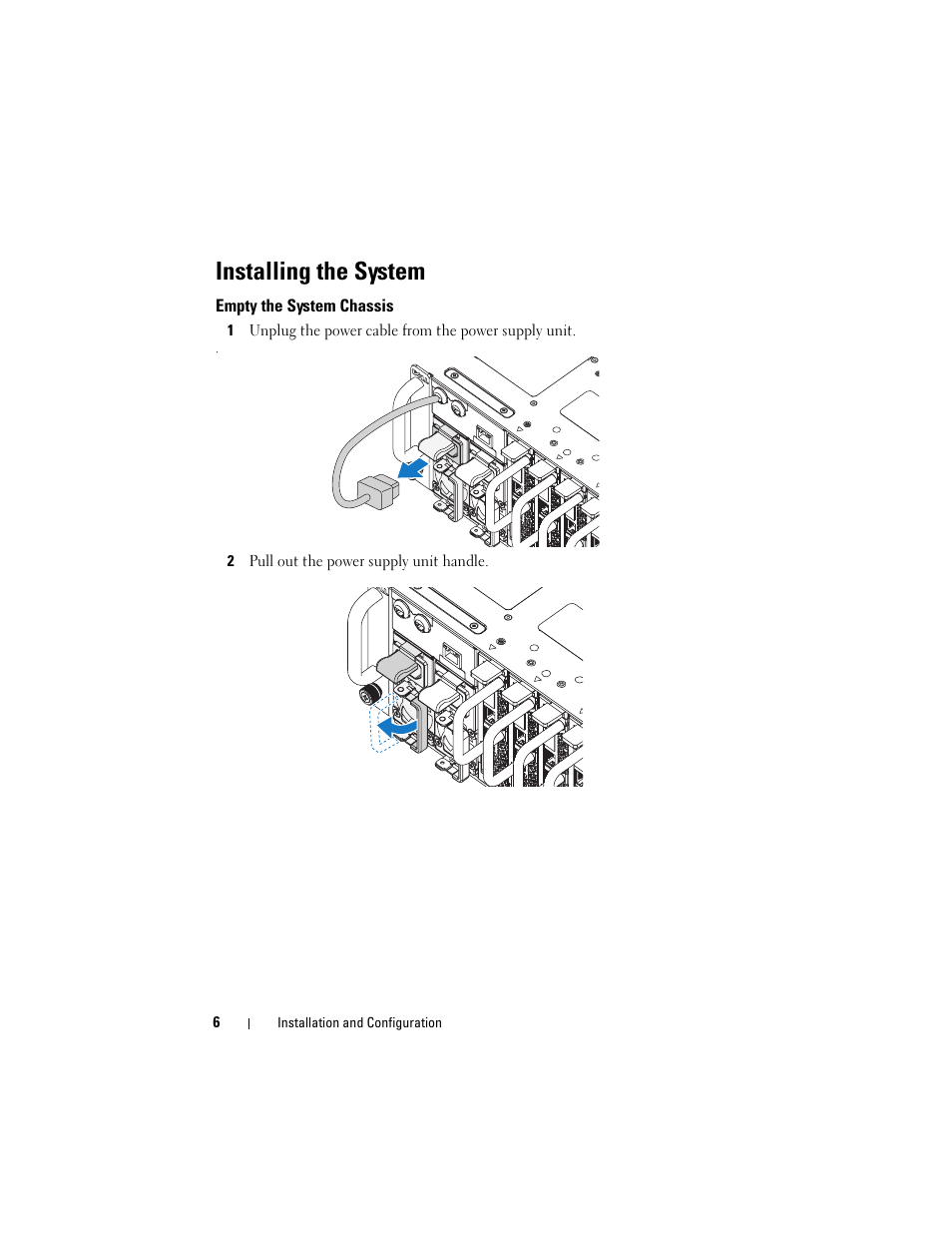 Installing the system, Empty the system chassis | Dell PowerEdge C5125 User Manual | Page 8 / 76