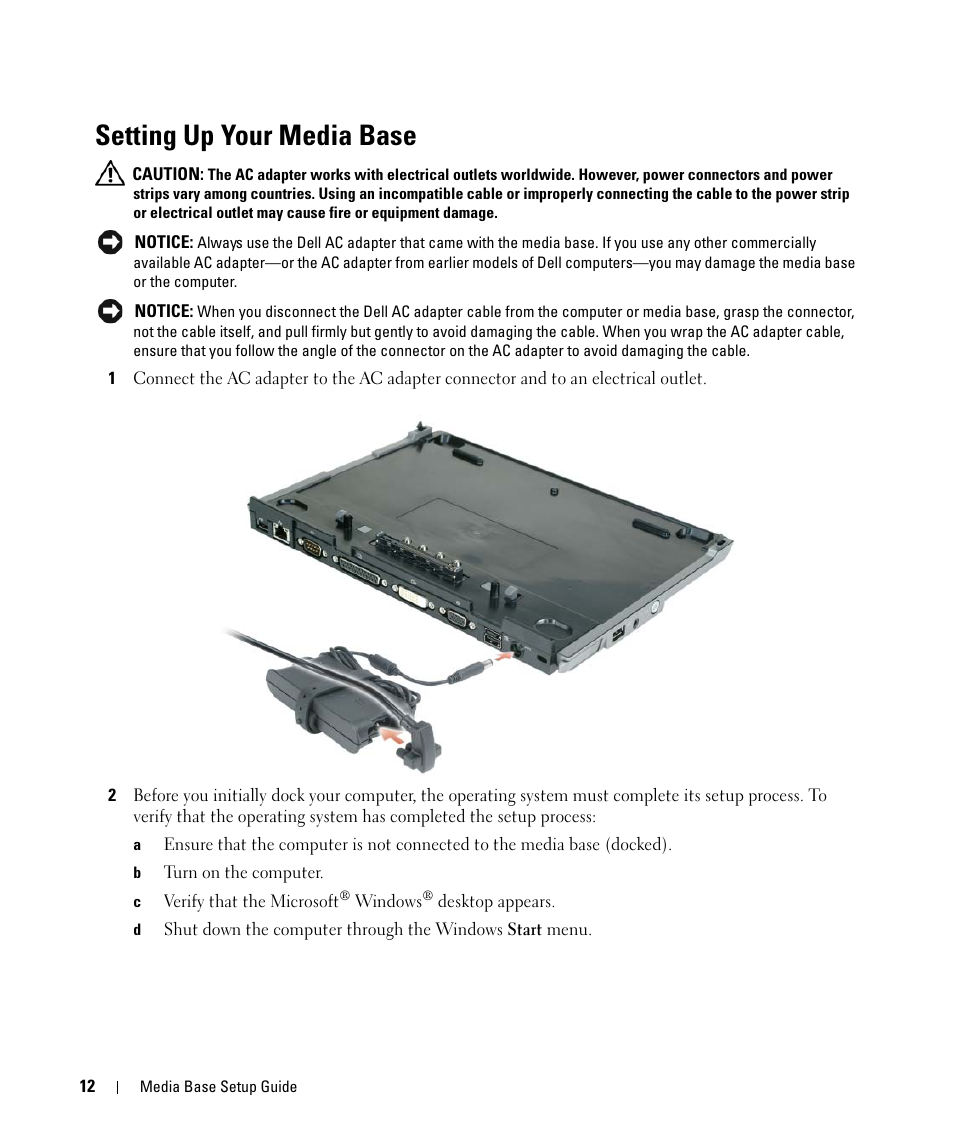 Setting up your media base | Dell Latitude D420 User Manual | Page 14 / 142