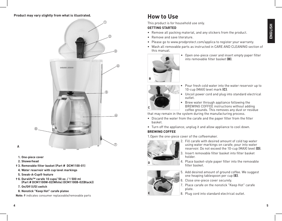 How to use | Black & Decker VersaBrew DCM1100W User Manual | Page 3 / 11