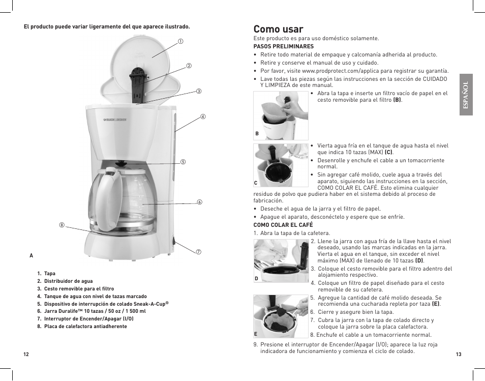 Como usar | Black & Decker VersaBrew DCM1100W User Manual | Page 7 / 11