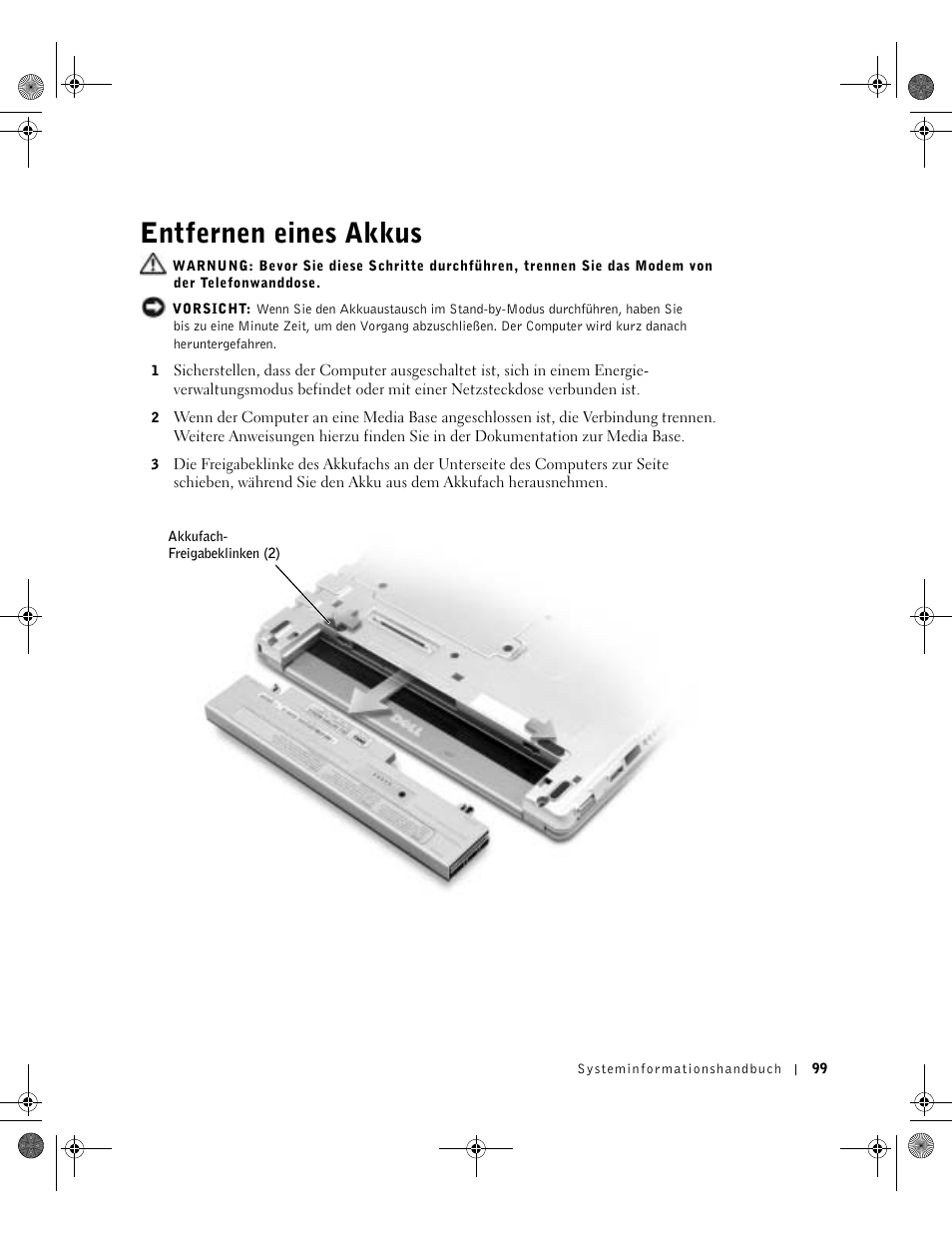 Entfernen eines akkus | Dell Latitude X300 User Manual | Page 101 / 190