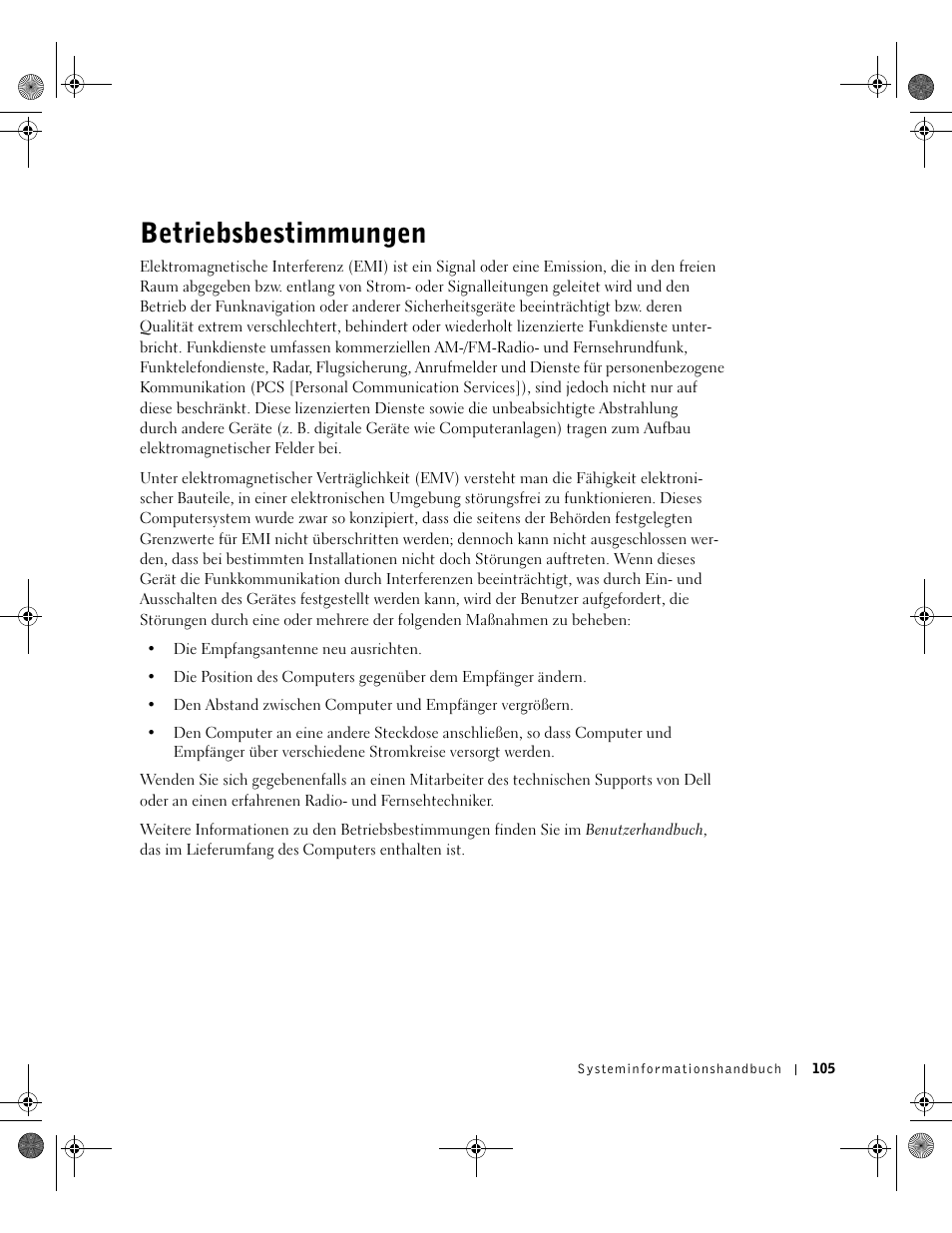 Betriebsbestimmungen | Dell Latitude X300 User Manual | Page 107 / 190