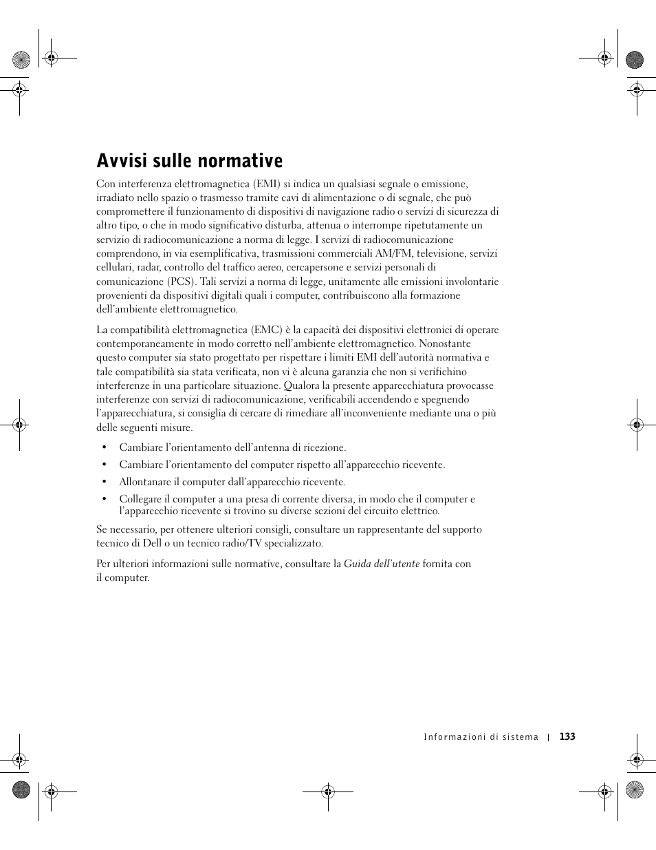 Avvisi sulle normative | Dell Latitude X300 User Manual | Page 135 / 190