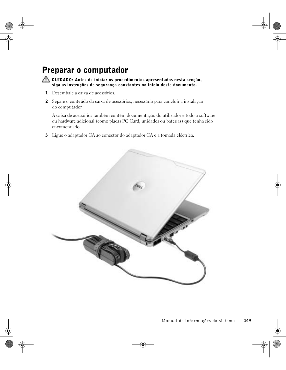 Preparar o computador | Dell Latitude X300 User Manual | Page 151 / 190