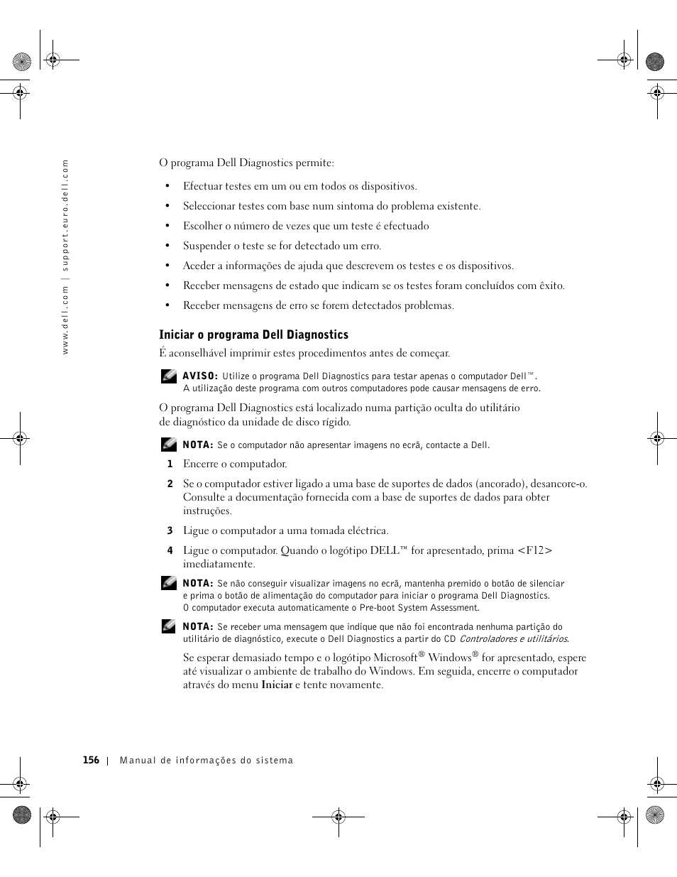 Iniciar o programa dell diagnostics | Dell Latitude X300 User Manual | Page 158 / 190