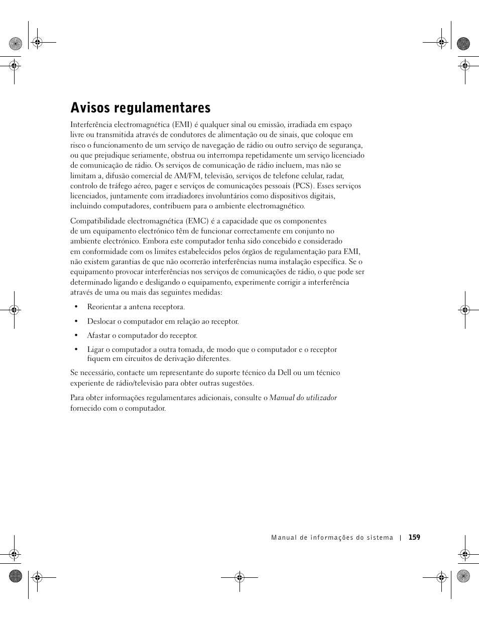 Avisos regulamentares | Dell Latitude X300 User Manual | Page 161 / 190