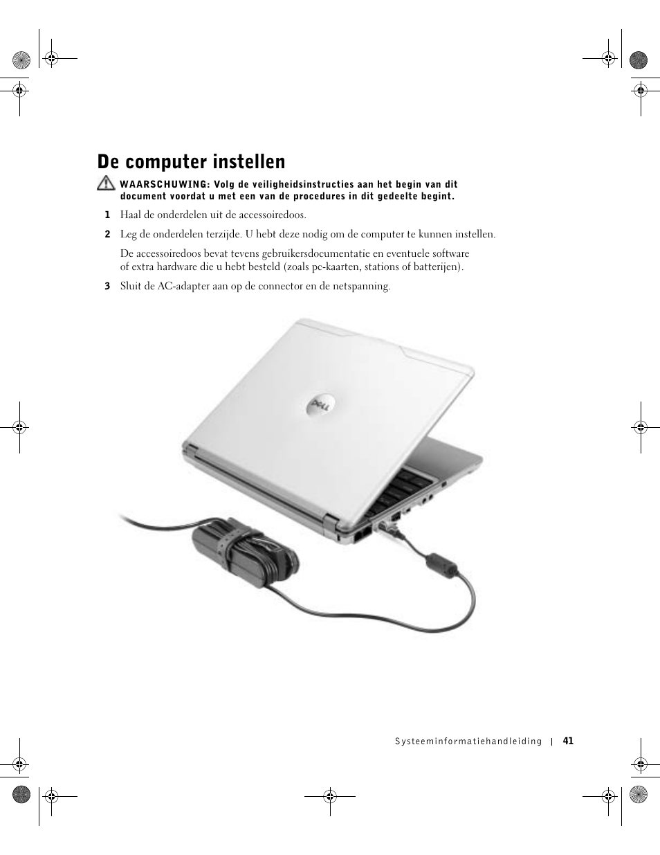 De computer instellen | Dell Latitude X300 User Manual | Page 43 / 190