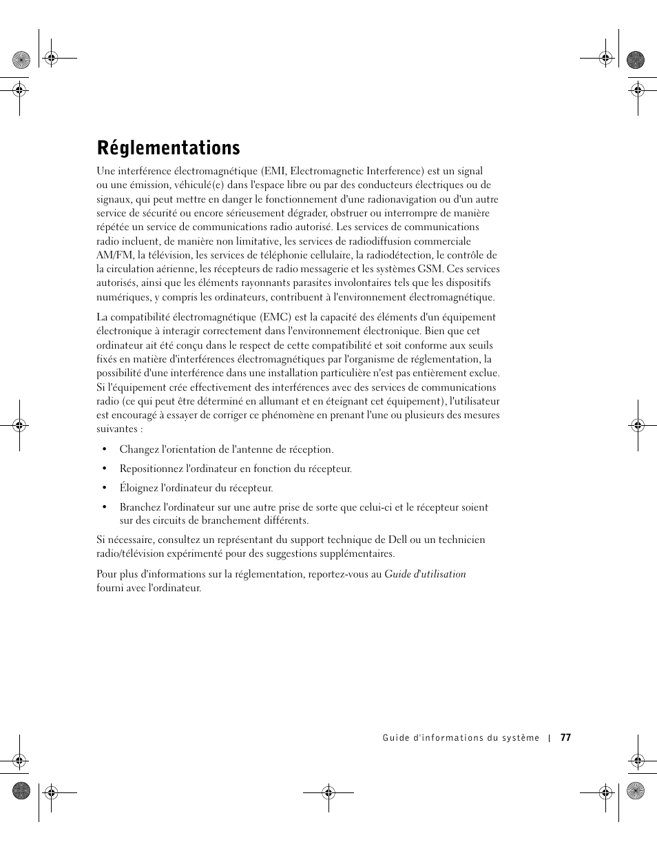 Réglementations | Dell Latitude X300 User Manual | Page 79 / 190