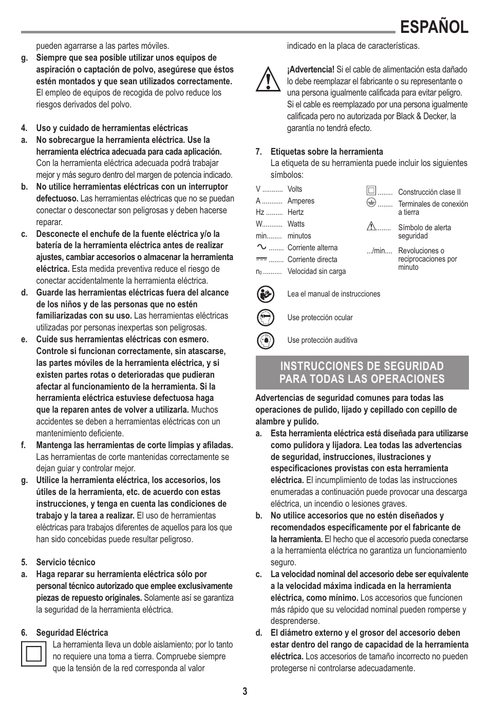 Español | Black & Decker Linea Pro WP1500K User Manual | Page 3 / 13