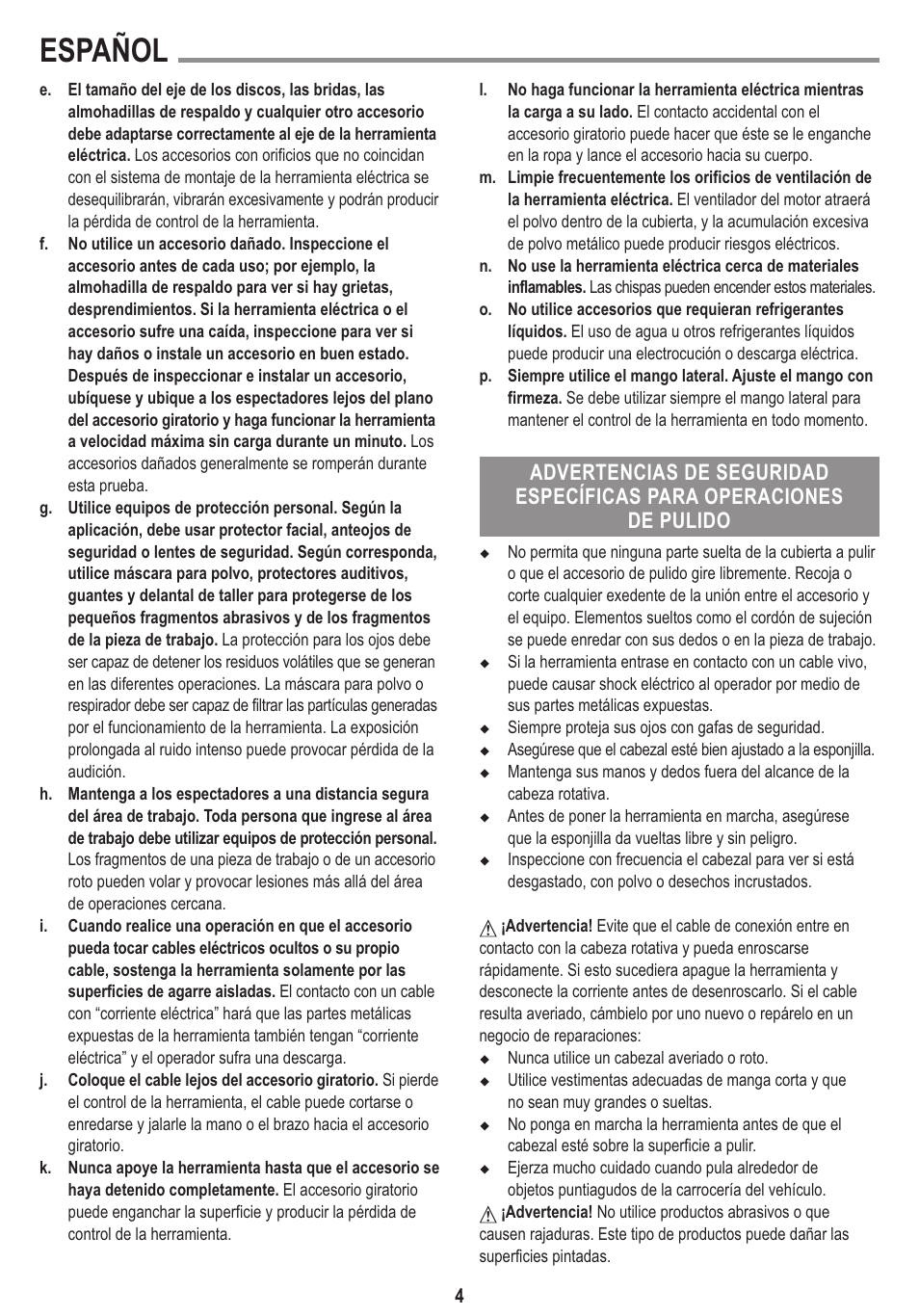 Español | Black & Decker Linea Pro WP1500K User Manual | Page 4 / 13