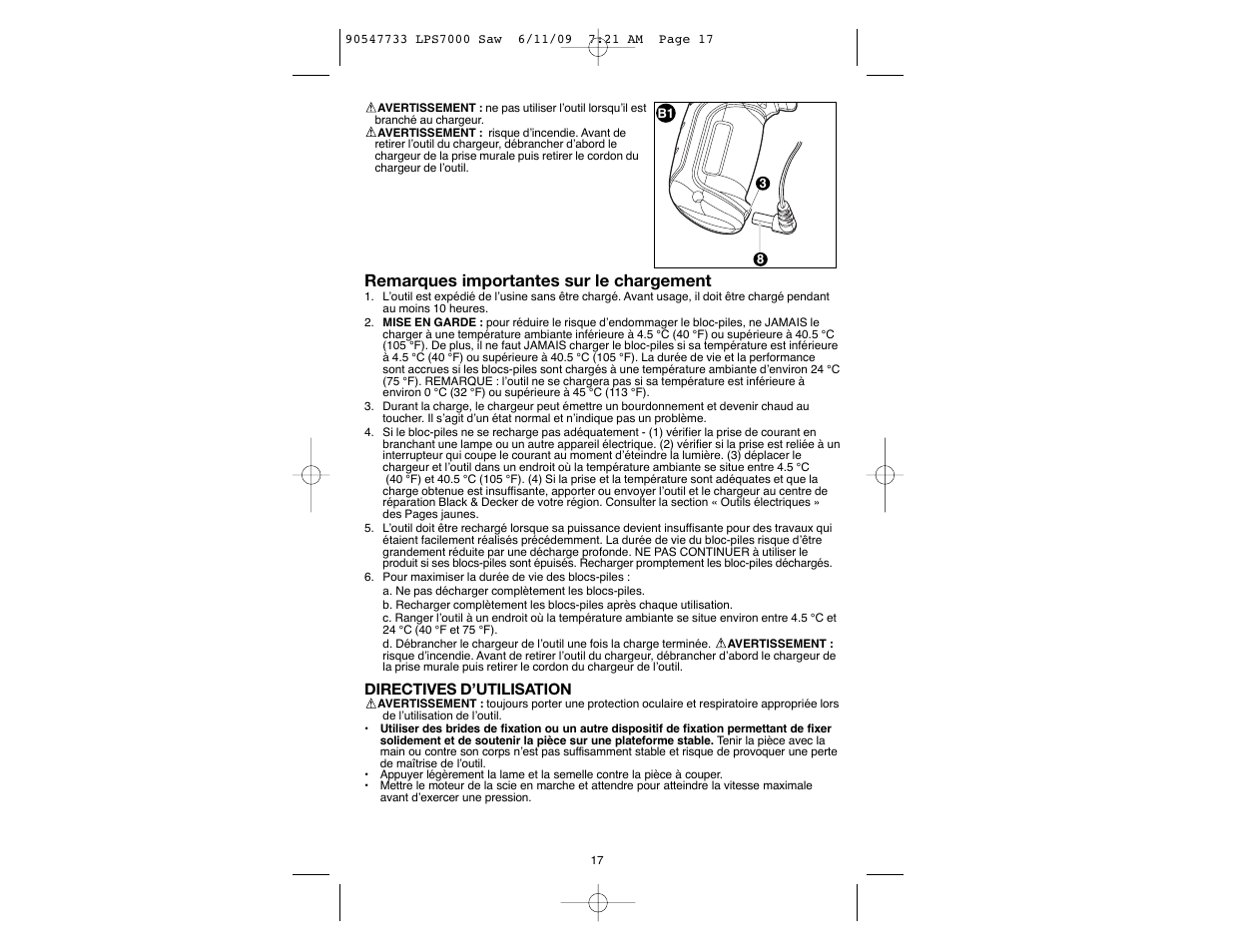 Remarques importantes sur le chargement | Black & Decker 90547733 User Manual | Page 17 / 36
